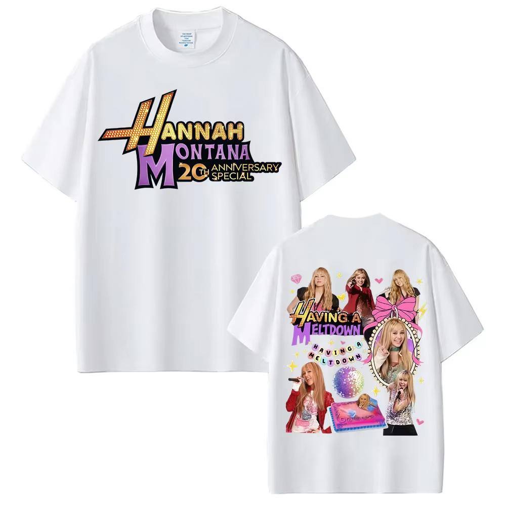 Pop Star Hannah Montana Th Anniversary Logo T Shirt Unisex Women Fashion Hip Hop Vintage Casual High Quality Tshirts Streetwears