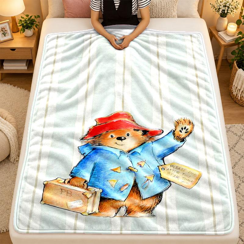Flannel BlanketPaddington Warm Soft Throw Blanket for Indoor Sofa Bed Living Room Use