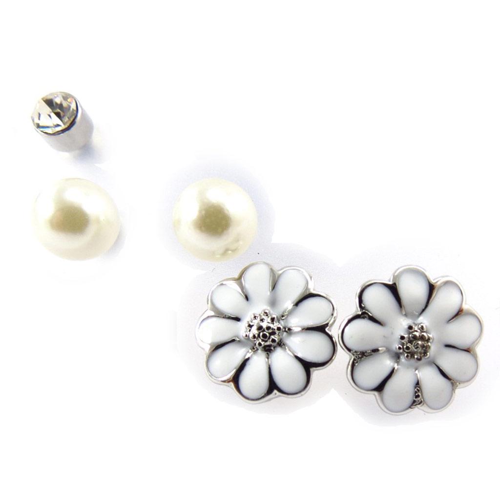 Les Trésors De Lily [K0288] - 3 пары серег «Флора» цвета слоновой кости.