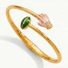 Open Sports Style Bangle Gold Inlaid Rhinestones Bracelet Simple Tennis Racket Bracelet  Girl