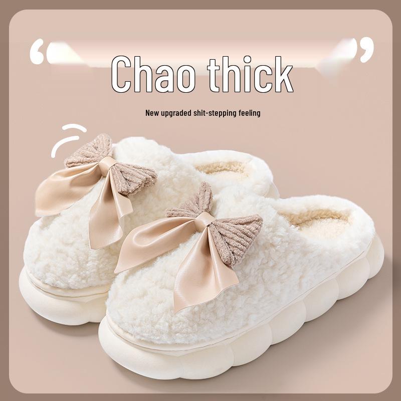 Женские нескользящие водонепроницаемые хлопковые тапочки на толстой подошве – Уютный меховой дизайн для осенне-зимнего периода, для беременных и мужчин