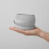 Decorative gray wicker flowerpot + plant tray
