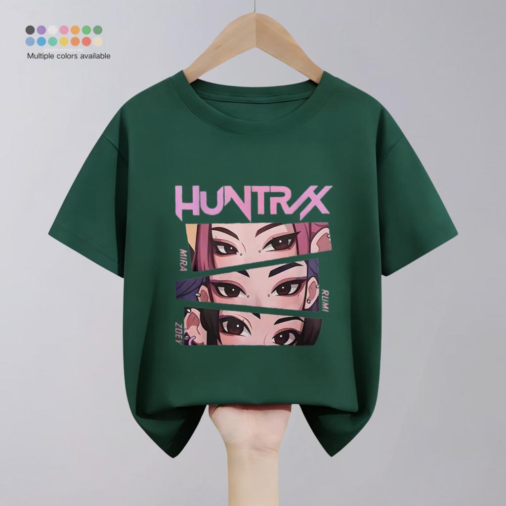 Летняя новая модная детская футболка с принтом мультяшной группы Hunter для девочек, короткий рукав, круглый вырез