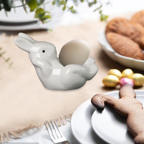 Подставка для яиц в виде лежащего кролика, керамическая подставка для яиц в виде кролика, пасхальное украшение, подставка для яиц всмятку, обеденный стол, сувениры для весенней домашней вечеринки
