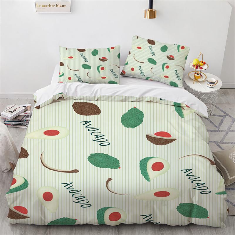 3D Printed Avocado Faces Bedding Set Boys Girls Twin Queen Size Cute Fruit Duvet Cover Pillowcase Bed Kids Adult