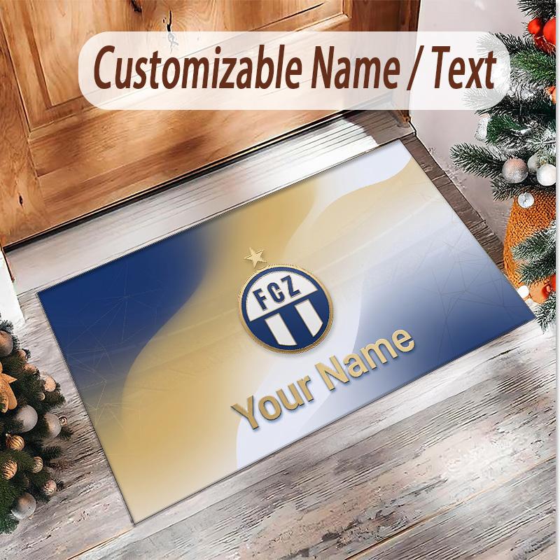 Personalized Crystal Velvet Carpet FC Zürich Pattern Non Slip Floor Rug