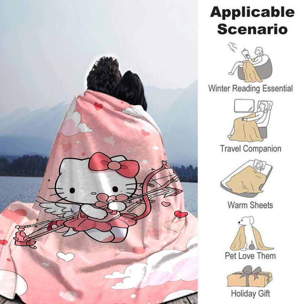 1 шт. Плед Hello Kitty Купидон Легкий фланелевый плед для дивана, кровати, путешествий, кемпинга, гостиной, офиса, дивана, кресла
