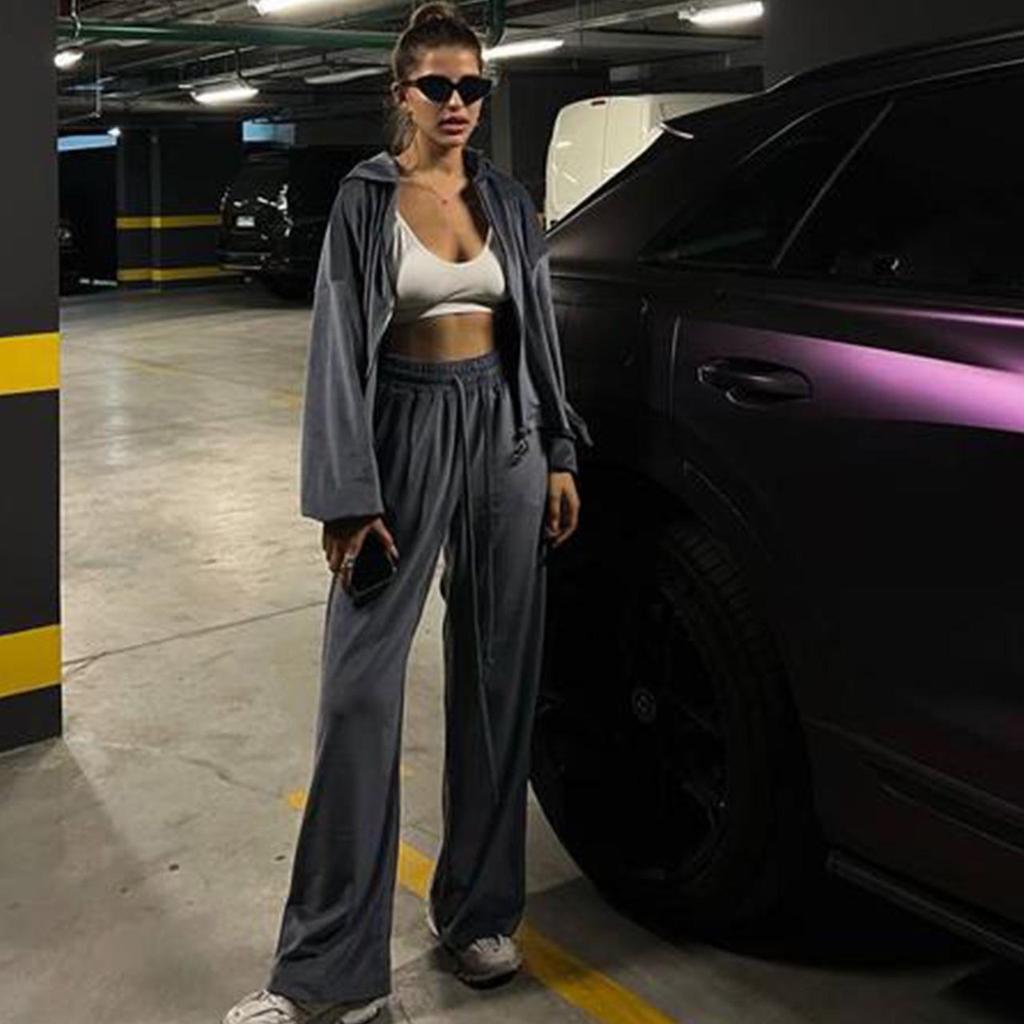 25-я годовщина Ранняя осень Мода Золотой бархат Молния Кулиска Повседневный комплект для женщин