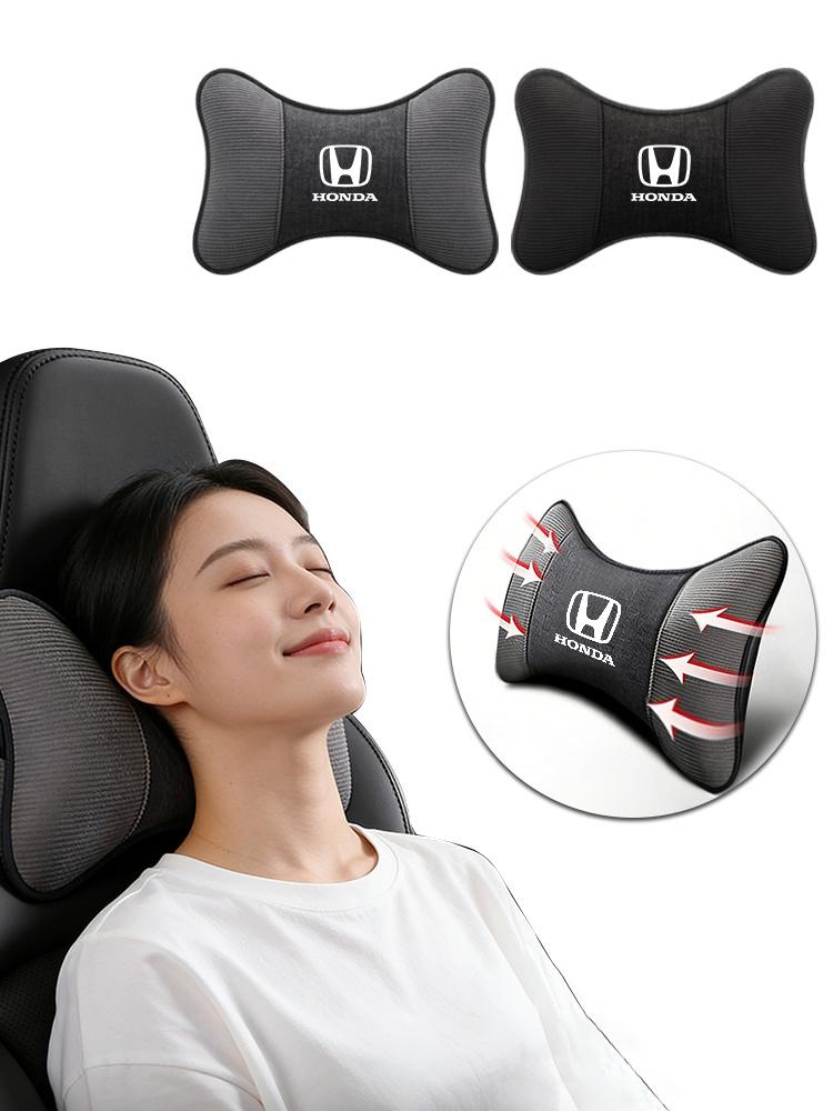 Car Seat Headrest Auto Logo Neck Pillow For Honda Mugen Power Civic Accords CRV Hrv Jazz CBR VFR Fit Pilot Odyssey Passport HRV