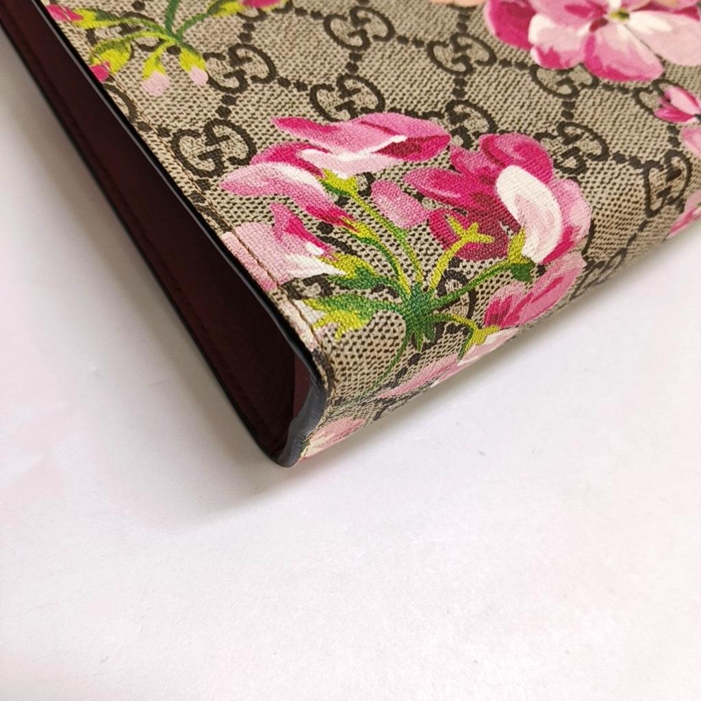 [Pre-Owned] GG Blooms Logo Canvas And Leather Clutch Bag Large - Excellent #1I66GO2
