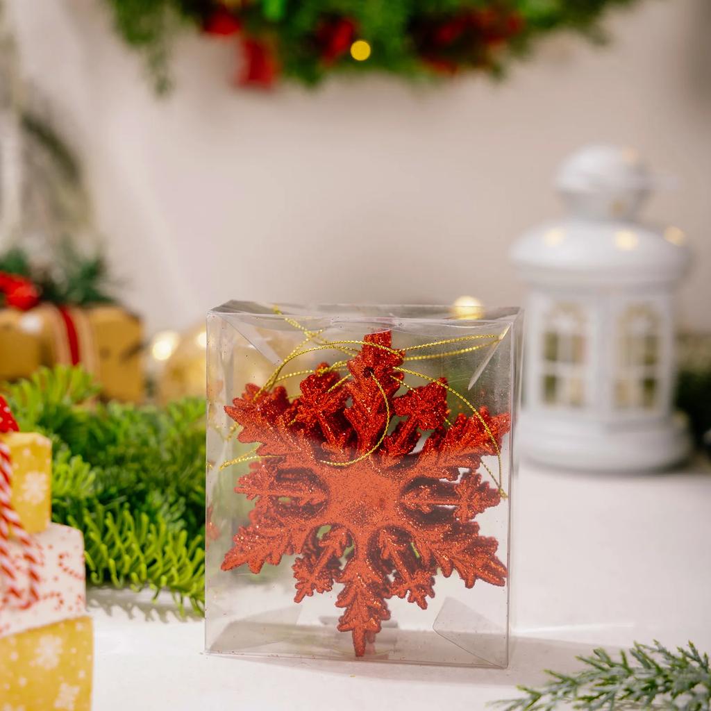 (6pcs Set) 12x10.5cm Christmas Snowflake PVC Colorful Diverse New Year's Holiday Party Xmas Tree Pendant DIY Natale Noel Kerst