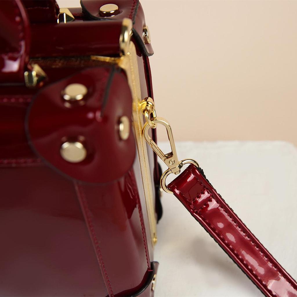 Винтажная квадратная женская сумка кроссбоди из лакированной кожи - Универсальная сумка на одно плечо