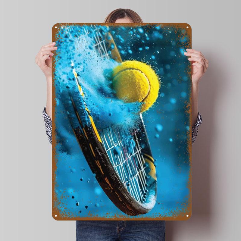 Tennis Racket and Ball Splash Tinplate Signs Sport Poster Wall Decorations Custom Metal Sign for Wall Art Decoration Home Decor