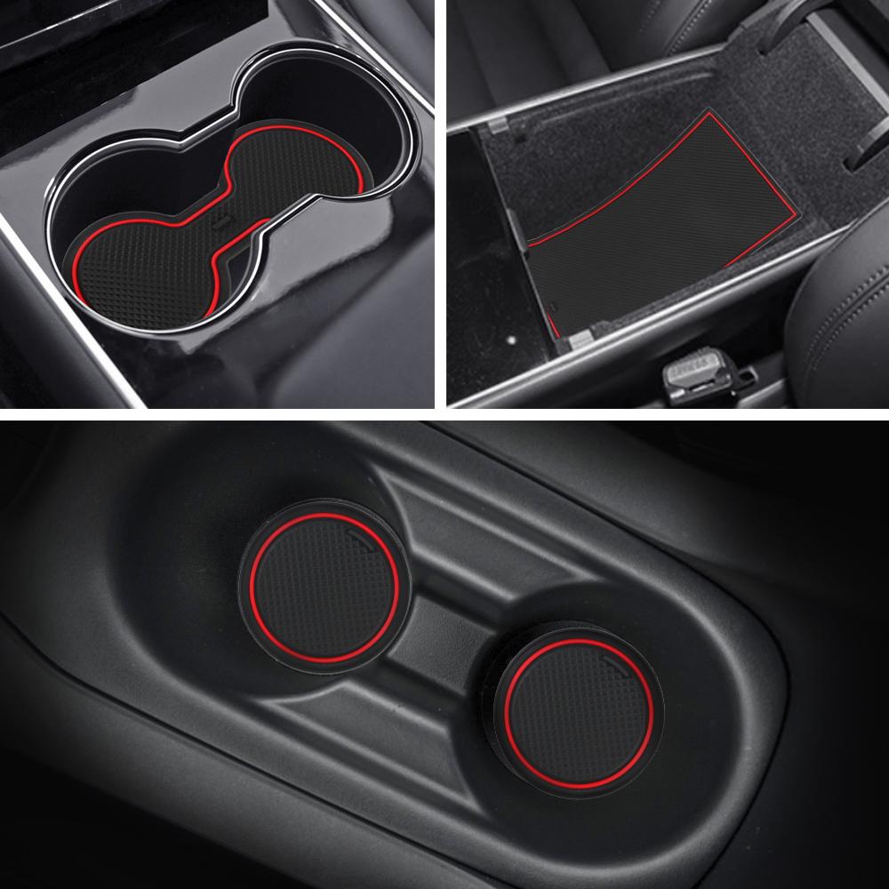 Автомобильный консольный коврик, защитный центральный держатель для стакана, накладки, автомобильные аксессуары для салона, противоскользящий коврик для Tesla Model 3