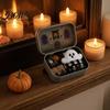 Compact Desktop Soft Decoration Mini Ghost Tin Box Set, Little Pocket Cute in A Box, Decorative Metal Storage Case Halloween Miniature Scene