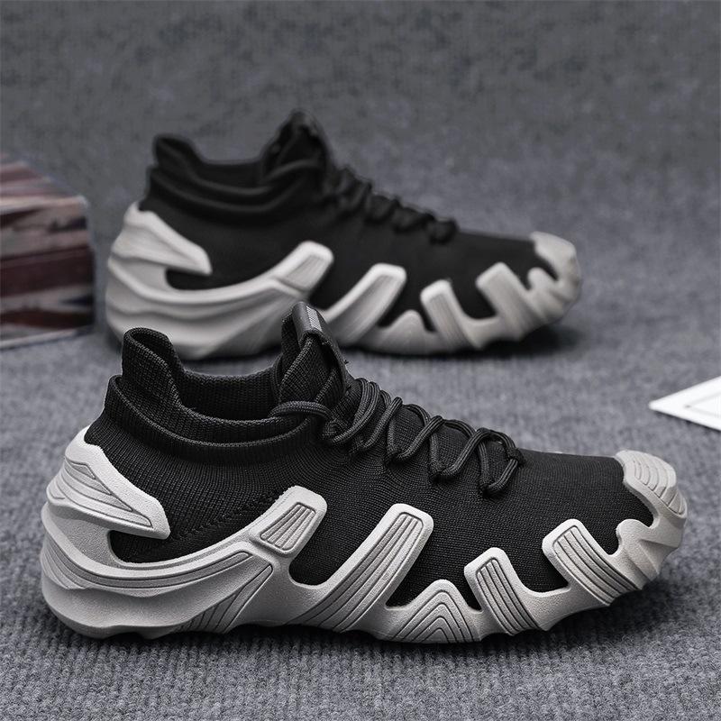 2025 Summer New Men's Breathable Mesh Sneakers Fly-woven Comfortable Running Shoes One-pedal Lazy Socks Shoes