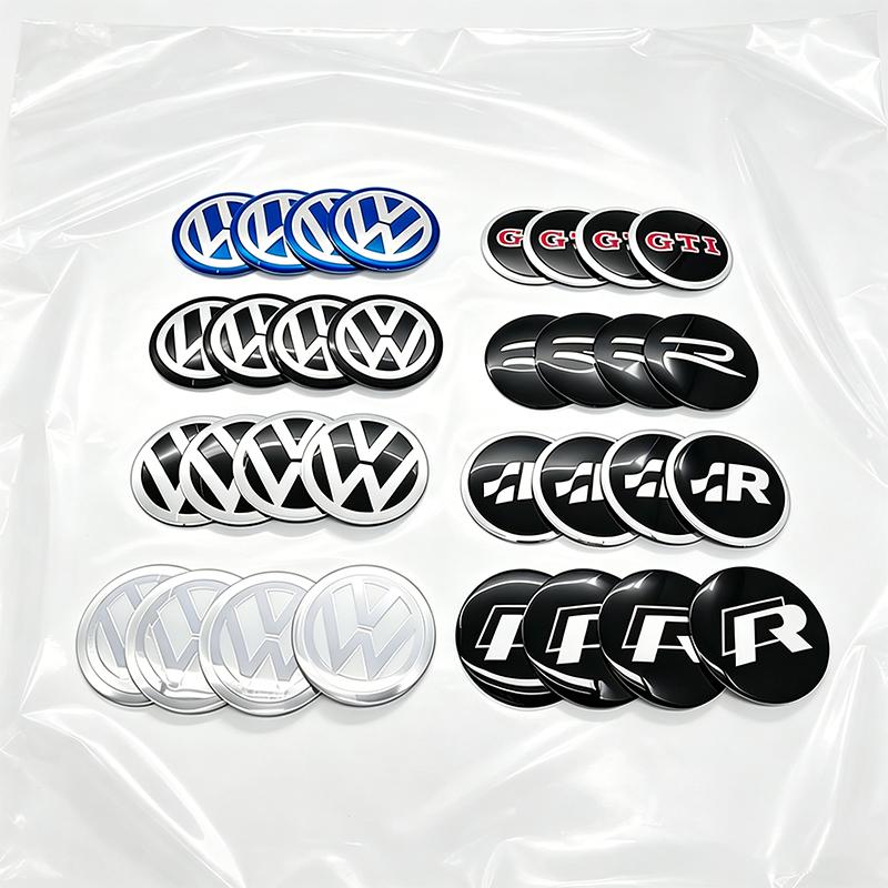 4Pc 56mm 60mm 65mm Car Logo Wheel Center Hub Caps Badge Sticker Emblem Decals For VW GTI Golf 6 Polo R-Line CC Passat Tiguan B7 EA1
