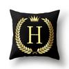 45x45cm Black Gold Letter Crown Polyester Cushion Cover Sofa Home Decor Pillowcase Decorative Cushion