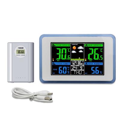 «Беспроводные часы с прогнозом погоды 433 МГц, цветным дисплеем, контролем температуры и влажности в помещении и на улице, а также двойным будильником»