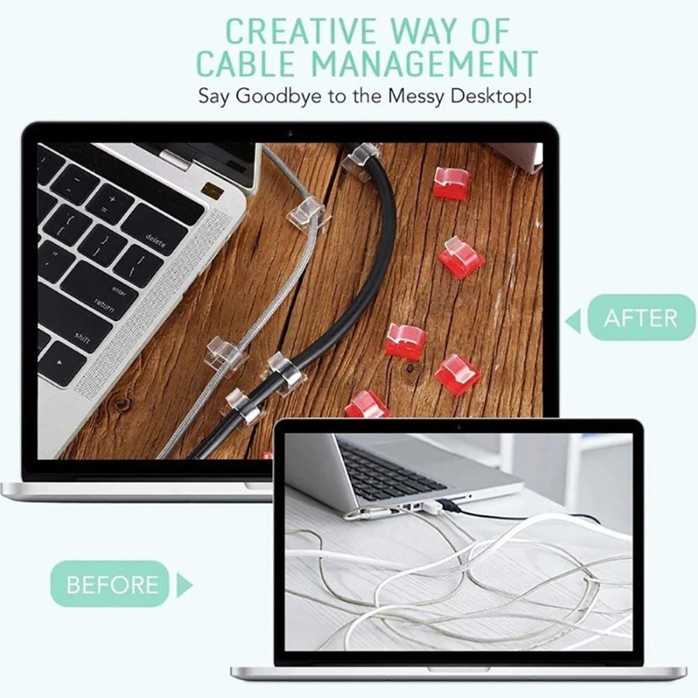 50pcs Self Adhesive Wire Clips Cable Management Clips Cable Organizers Sticky Cord Holder for TV PC Laptop Ethernet Cable Home