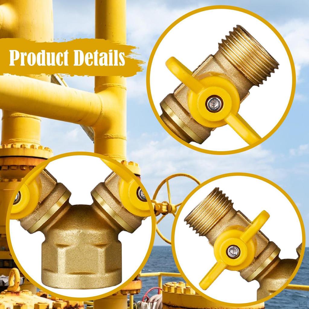 Трехходовой запорный клапан Y-образной формы Газовый шаровой Компактный Запасной Разветвитель шланга Соединитель с