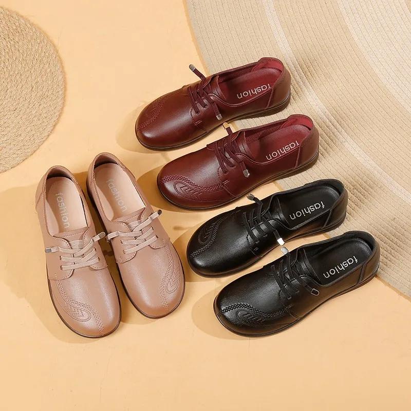 Fashion Ladies Shoes 2024 Fashion Cross-tied Women's Flats Hot Sale Round Toe Daily Flats Women New Sewing Solid Light Flat Low Heels