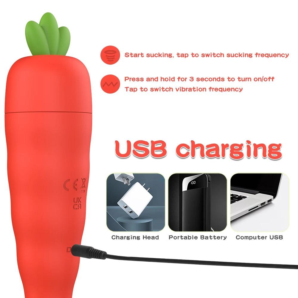 New Carrot Vibrator G Spot Vaginal Massager Nipple Clitoral Sucking Massager Stimulator Vibrating Egg Sex Toy Female Masturbator