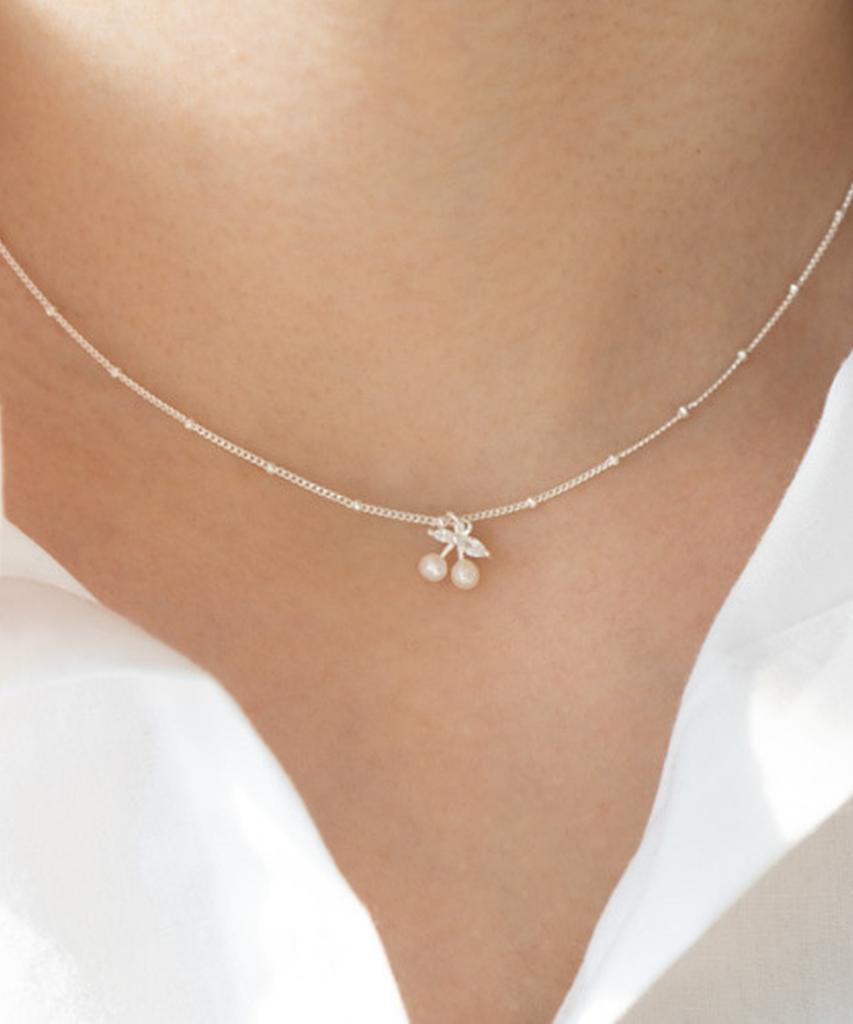 Серебряный кулон Alleun 925 пробы с жемчугом и фианитами, вишня, мини