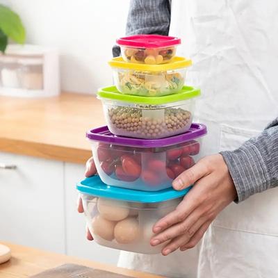 5 шт. Контейнер для хранения продуктов питания, кухонный контейнер для еды, герметичный ланч-бокс с крышкой, органайзер для хранения сахарных хлопьев, подогреваемых в микроволновой печи