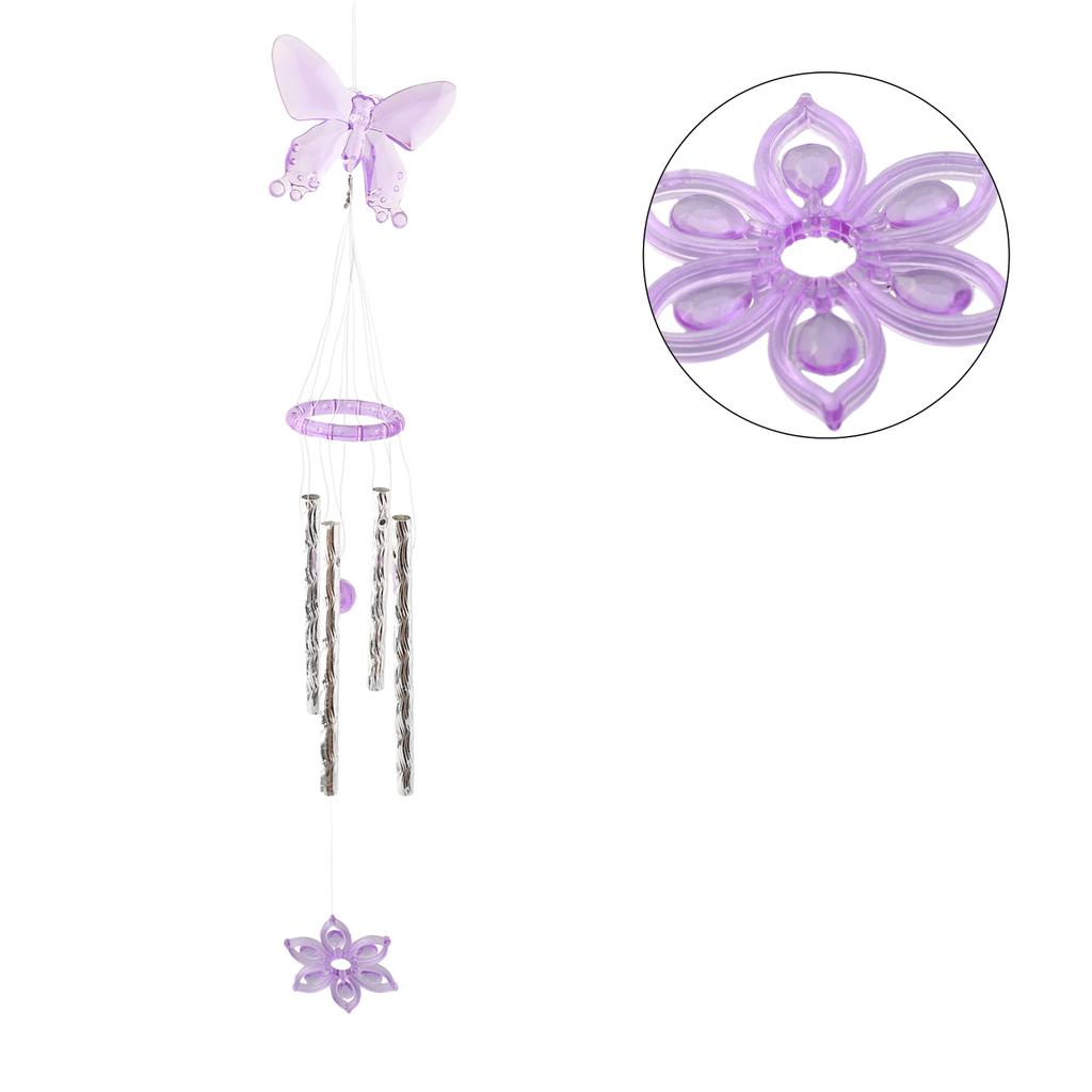 1pc Wind Chime Butterfly Wind Chimes Door 40cm Plastic Metal Tubes Home Yard Garden Decoration Room Decor