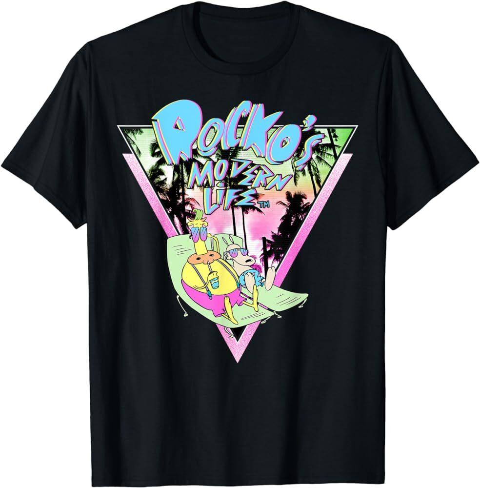 Rocko#039;s Modern Life Tanning Retro Palm Trees Graphic TShirt Unisex T-Shirt