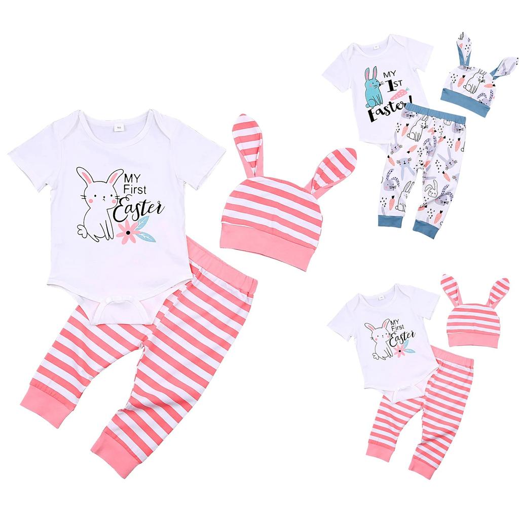 Костюм на гусеничном ходу для малышей, комбинезон с пасхальным кроликом, комплект из трех предметов