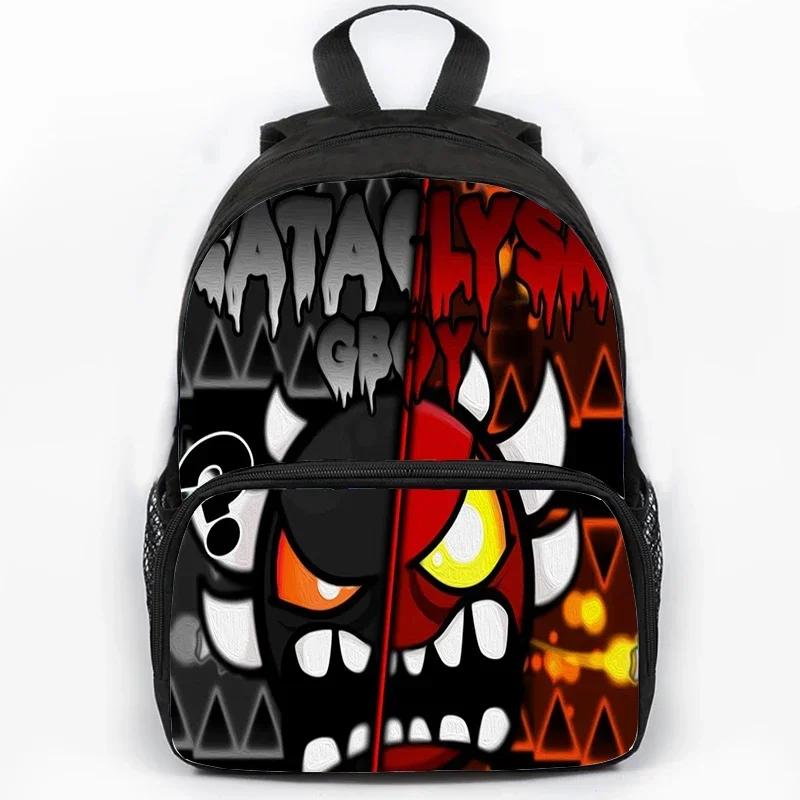 Children Large Capacity Angry Geometry Dash Print Backpack Students School Bags for Girls Boys Cartoon Bookbag Travel Backpacks