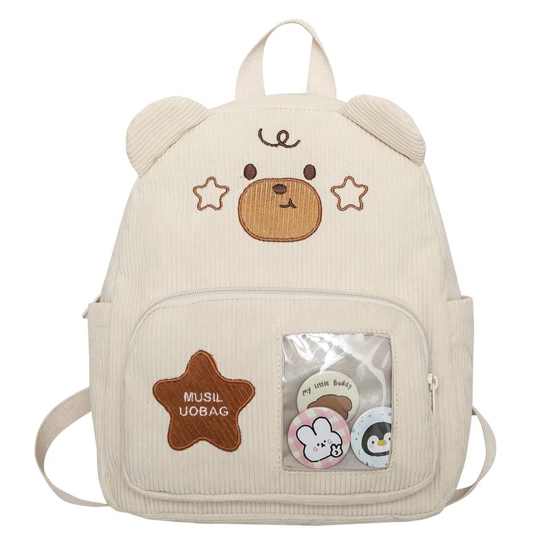 Мультяшный медведь детский сад школьный рюкзак вельветовый рюкзак для учеников начальной школы