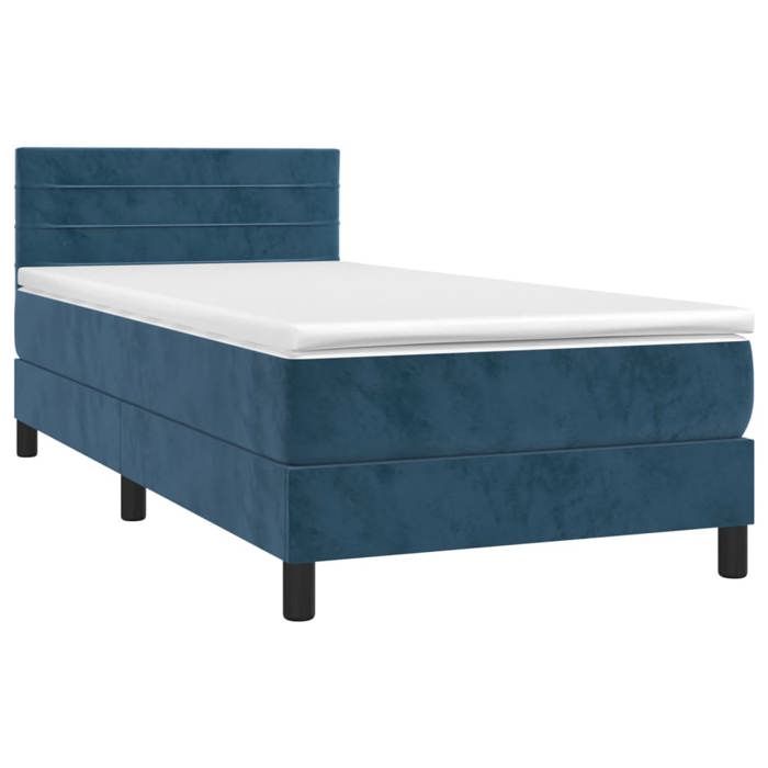 Maison Exclusive - Sommier à lattes de lit et matelas et LED Bleu foncé 80x200 cm