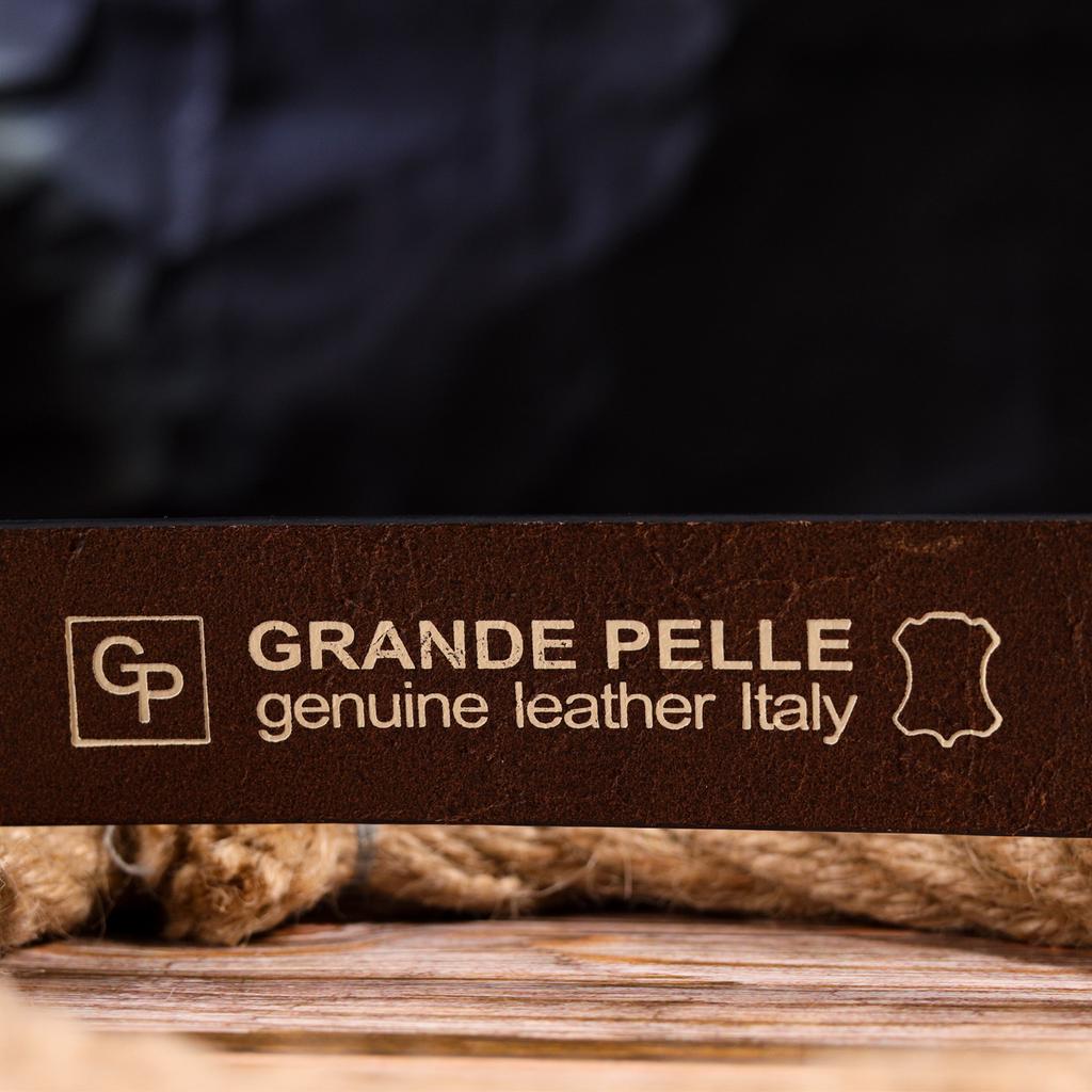 Стильный брючный мужской кожаный ремень GRANDE PELLE Leather Belt 21449 Коричневый