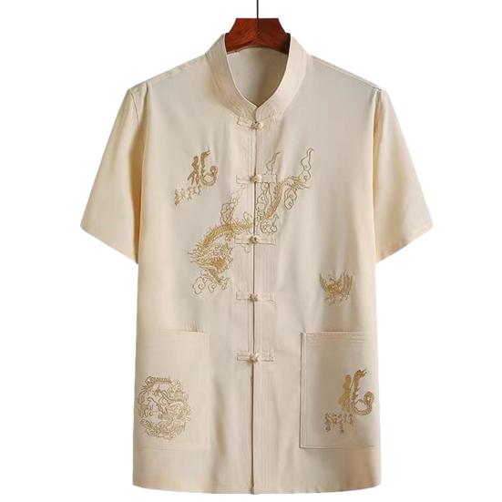 Мужская традиционная китайская льняная рубашка Тан, удобная стильная мягкая китайская рубашка с воротником и пряжкой