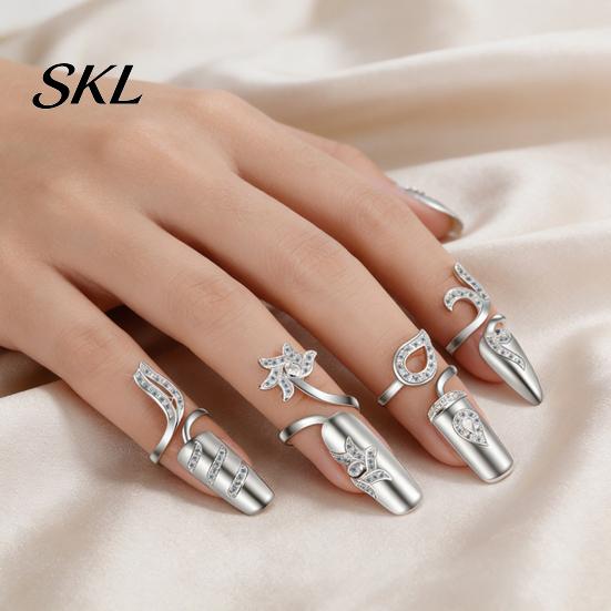Non-scratch Nail Ring Universal Fit Ring, Lightweight Adjustable Opening Finger Jewelry, Versatile Geometric Design for Protecting Manicure