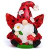 Ladybug Gnome Figurine Flower Winged Dwarf Elf Resin Statue Sculpture Indoor Outdoor Garden Home Office Desktop Decoration Ornament