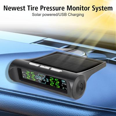 Цифровой ЖК-дисплей USB / Солнечный TPMS Система контроля давления в шинах автомобиля с цифровыми часами Автомобильные системы охранной сигнализации