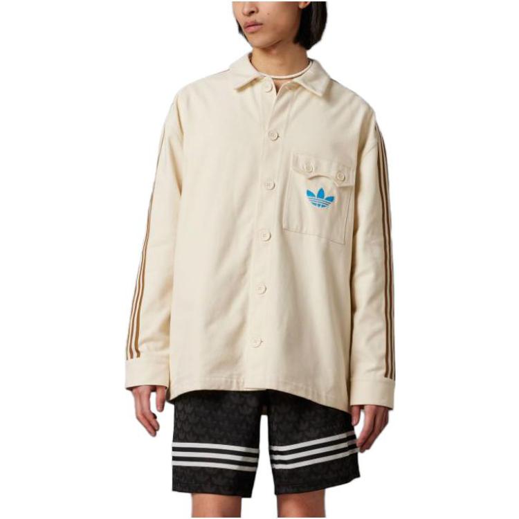 Adidas Originals SS23 Adicolor 70s Retro Series однобортная мужская куртка с длинным рукавом бежевого цвета IP6988