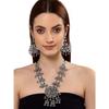 Shining Diva Fashion Latest Stylish Traditional Oxidised Silver Necklace Jewellery Set for Women