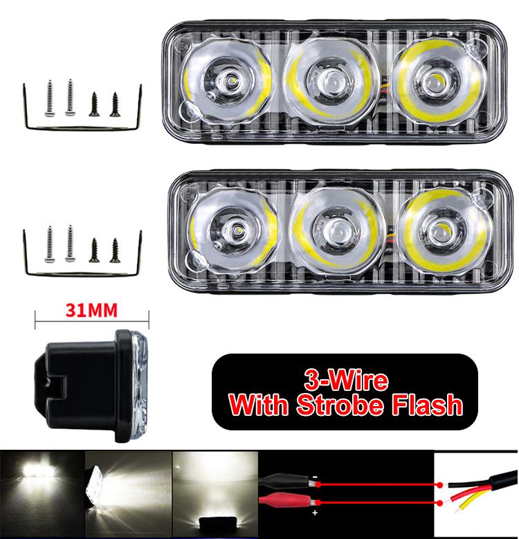 1/2 шт. Автомобильные светодиодные дневные ходовые огни DRL 12 В, вспышка белого цвета 6000 К, автомобильные дневные огни высокой мощности, линзы постоянного тока с противотуманными фарами, водонепроницаемые