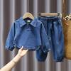 Boys Denim Shirt Suit Spring and Autumn Baby Boy Fashion Children's Denim Two-piece Suit