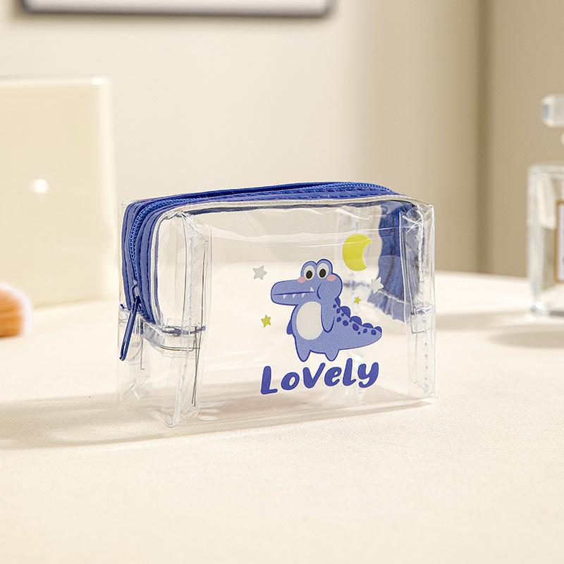 Мини-прозрачный кошелек для монет из ПВХ, водонепроницаемая сумка для наушников, мультяшная сумка для помады с животными, портативный чехол для ключей