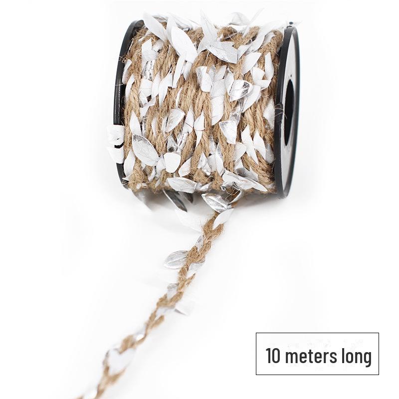 10 м DIY Ротанг Зеленые листья с пеньковой веревкой для декора детского сада