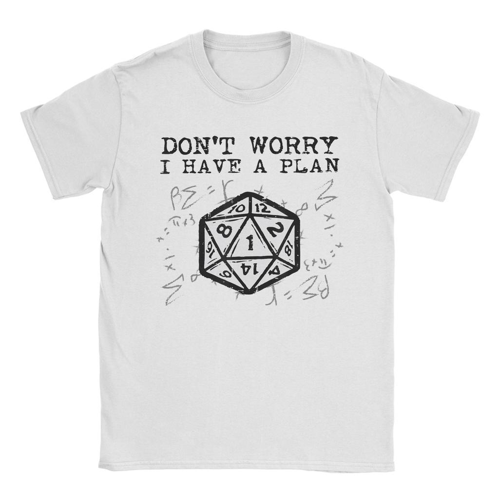 Fun RPG Gamer Dont Worry I Have Plan Funny Dungeons Dragons T-Shirts for Unisex Crew Neck T Shirt Short Sleeve Tees Plus Size Tops