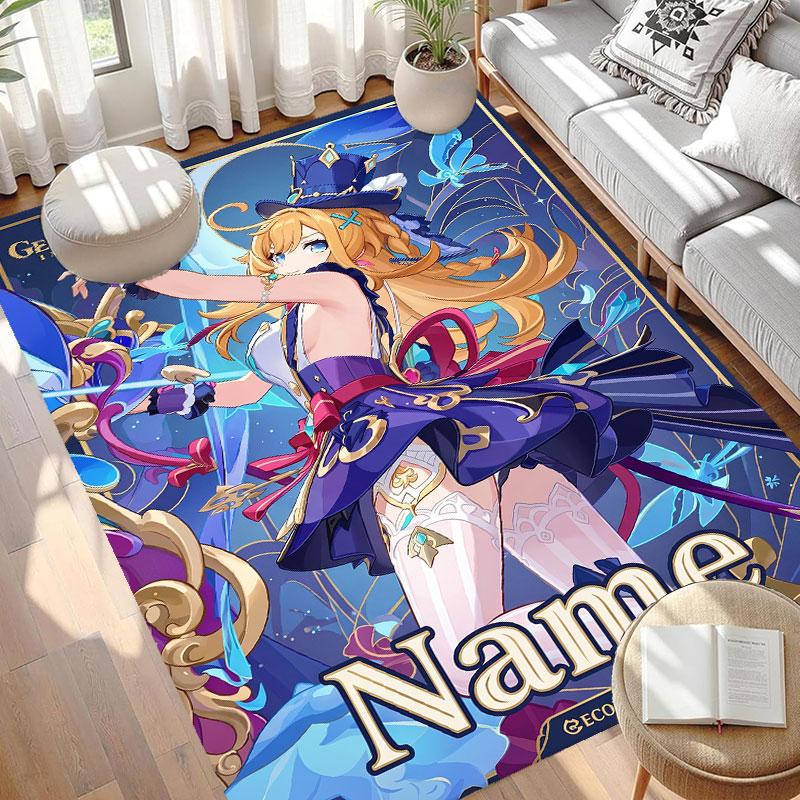 Custom Name Personalized Genshin Impact Print Carpet, Versatile Home Decor Rug, for Playroom, Apartment, Balcony, Entryway, Hallway Gift