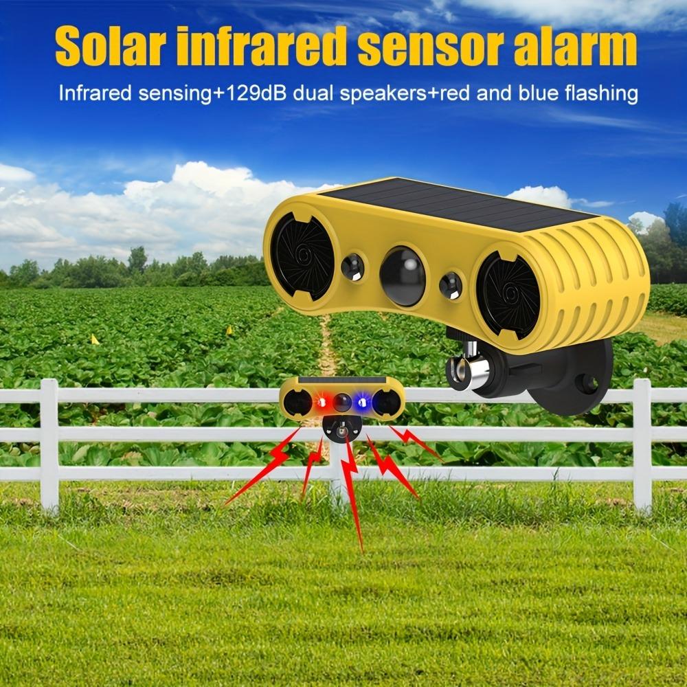 129Db Motion Detector Alarm Red Blue Strobe Light Solar Infrared Induction Alarm Barn