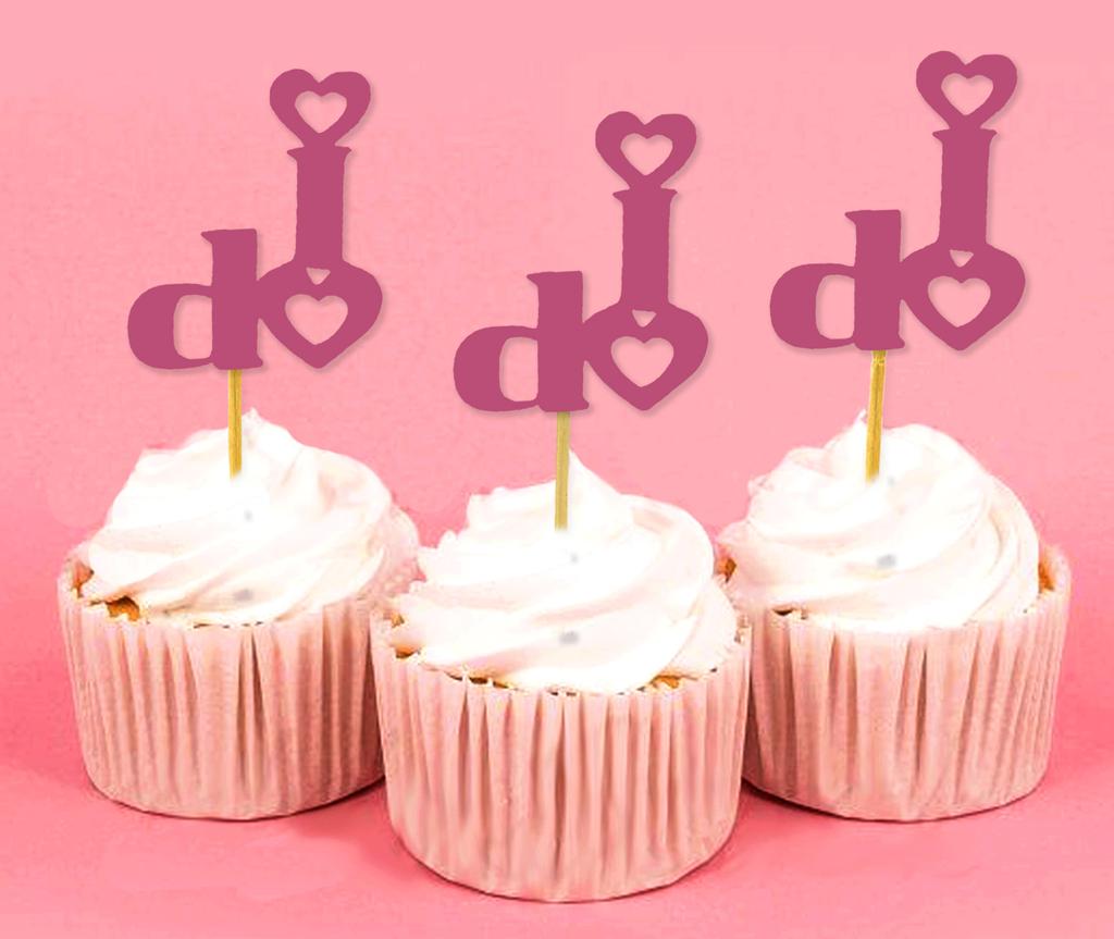 Darling Souvenir Wedding I Do Cupcake Toppers Party Dessert Decorations - Pack Of